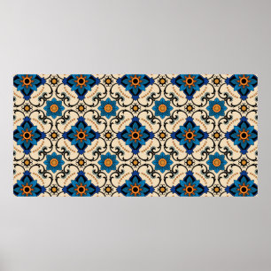 Vintage seamless pattern. Colourful ethnic ornamen Poster