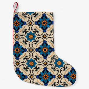 Vintage seamless pattern. Colourful ethnic ornamen Small Christmas Stocking