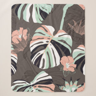 Vintage Seamless pattern. Contemporary tropical fl Sherpa Blanket