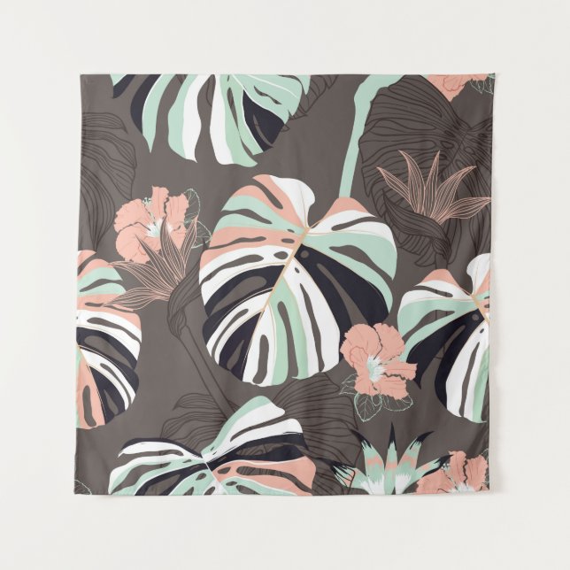 Vintage Seamless pattern. Contemporary tropical fl Tapestry (Front)