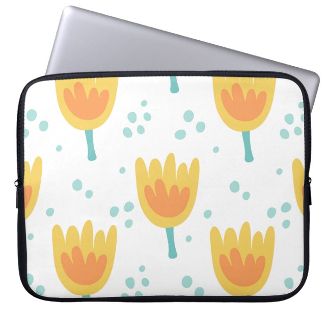 Vintage seamless pattern,  cute flowers pattern70s laptop sleeve (Front)