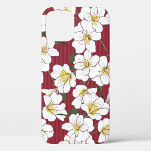 vintage Seamless Pattern Hand Drawn white garden f iPhone 12 Case