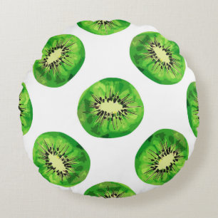 vintage Seamless pattern kiwi illustration hand dr Round Cushion