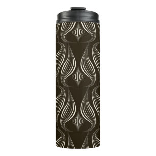 vintage seamless pattern monochrome ornament with  thermal tumbler
