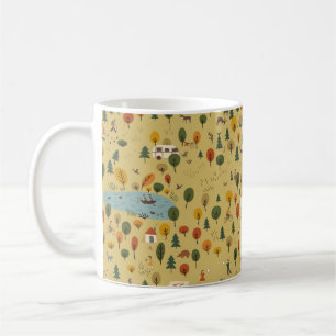 vintage seamless pattern of autumn forest landscap coffee mug