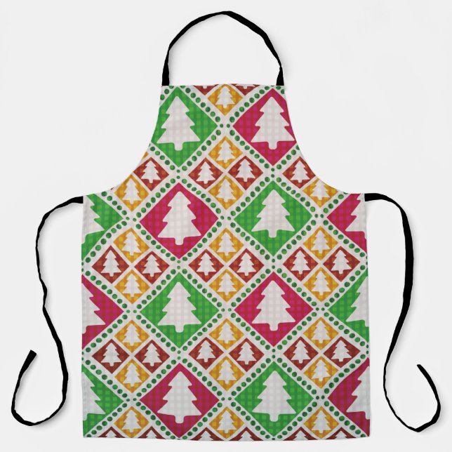 vintage seamless pattern of christmas tree apron (Front)