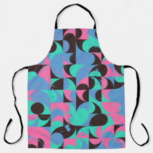 Vintage seamless pattern tiles in black, neon pink apron
