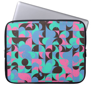 Vintage seamless pattern tiles in black, neon pink laptop sleeve
