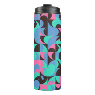 Vintage seamless pattern tiles in black, neon pink thermal tumbler