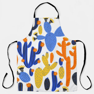 vintage seamless pattern with cactus on black and apron
