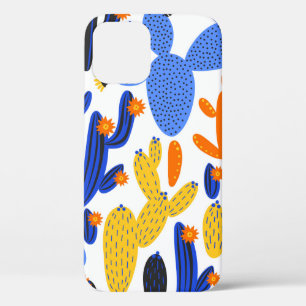 vintage seamless pattern with cactus on black and  iPhone 12 case