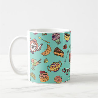 vintage seamless pattern with cakes coffee mug