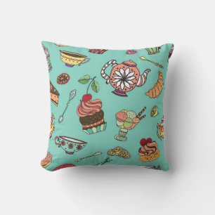 vintage seamless pattern with cakes cushion