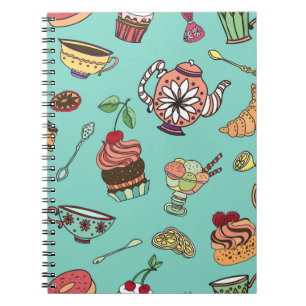 vintage seamless pattern with cakes notebook