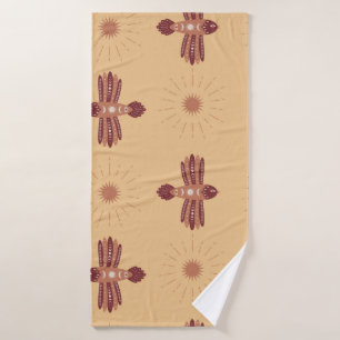 Vintage Seamless pattern with creative birds in Sc Bath Towel