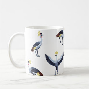 Vintage seamless pattern with crowned crane birds. coffee mug