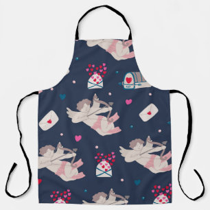 Vintage seamless pattern with cupids mailboxes lov apron