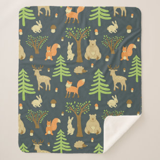 vintage seamless pattern with cute images of bear, sherpa blanket