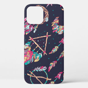vintage Seamless Pattern with Different Dream Catc iPhone 12 Case