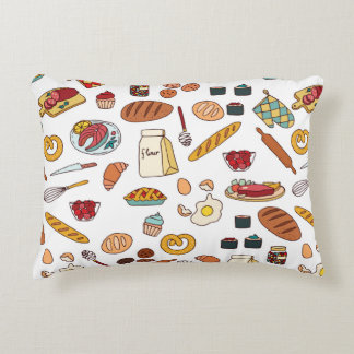 vintage seamless pattern with food. decorative cushion