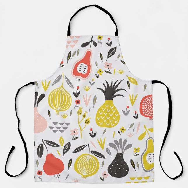 vintage seamless pattern with fruits, flowers and  apron (Front)