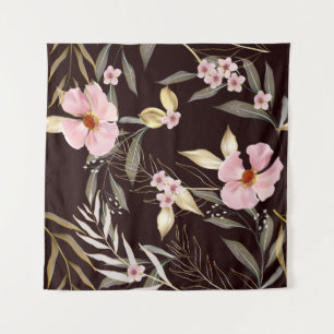 Vintage seamless pattern with gold leaves. Exotic Tapestry