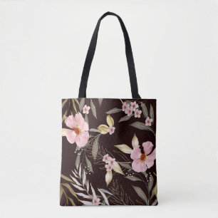 Vintage seamless pattern with gold leaves. Exotic Tote Bag