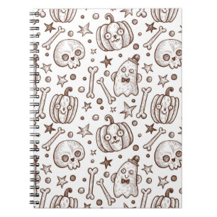 vintage seamless pattern with Halloween elements, Notebook