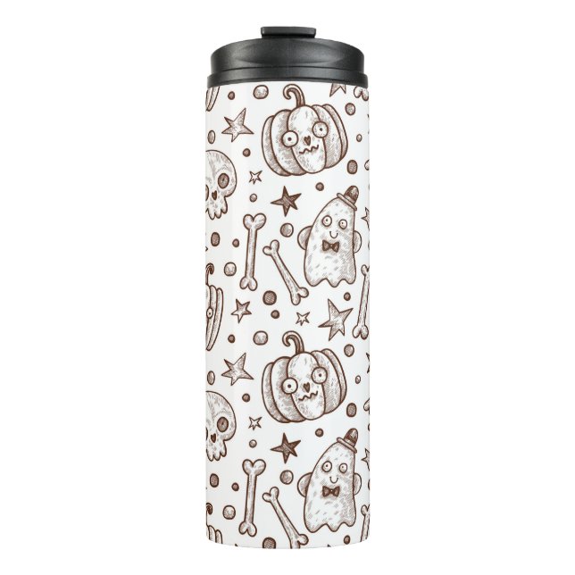 vintage seamless pattern with Halloween elements,  Thermal Tumbler (Front)
