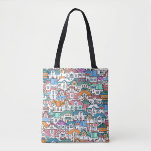 vintage seamless pattern with hand drawn and colou tote bag