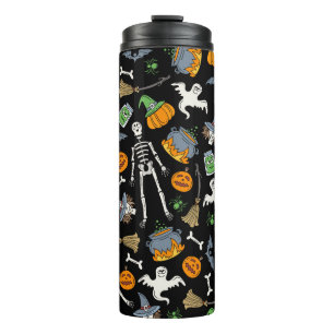 vintage seamless pattern with hand drawn colored s thermal tumbler