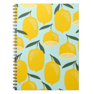 Vintage seamless pattern with lemons. Trendy hand Notebook