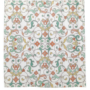 Vintage seamless pattern with line art ornament. V Shower Curtain