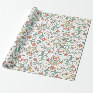 Vintage seamless pattern with line art ornament. V Wrapping Paper