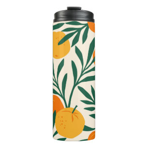 Vintage seamless pattern with mandarins. Trendy ha Thermal Tumbler