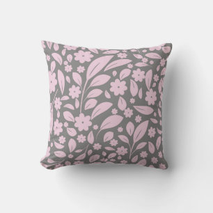 Vintage seamless pattern with pink flowers and lea cushion