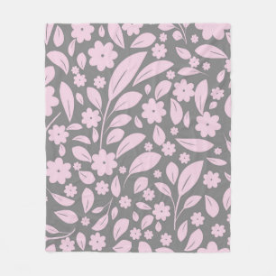 Vintage seamless pattern with pink flowers and lea fleece blanket