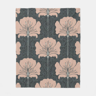 Vintage seamless pattern with pink flowers. Art no Fleece Blanket