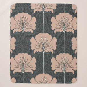 Vintage seamless pattern with pink flowers. Art no Sherpa Blanket