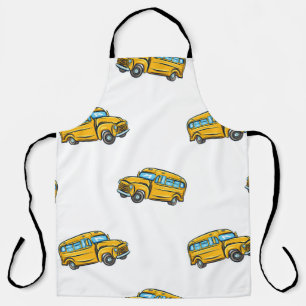 Vintage seamless pattern with school bus. bus,scho apron