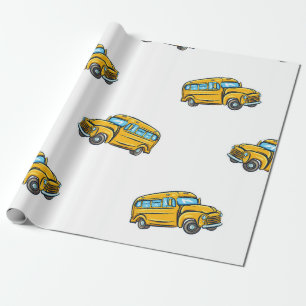 Vintage seamless pattern with school bus. bus,scho wrapping paper