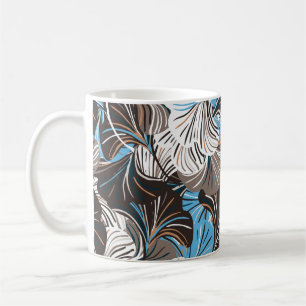 Vintage seamless pattern with striped flowers leav coffee mug