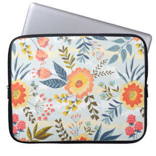 Vintage seamless pattern with the abstract flowers laptop sleeve