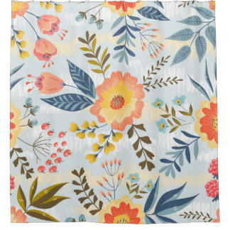 Vintage seamless pattern with the abstract flowers shower curtain
