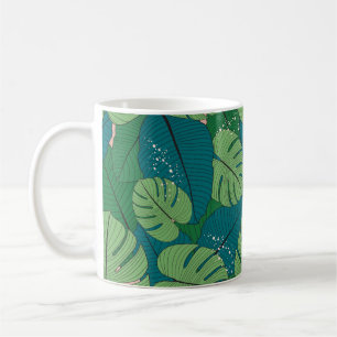 Vintage seamless pattern with tropical leaves coffee mug