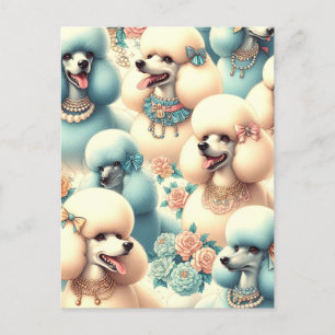 Vintage Seamless Poodle Illustration Postcard