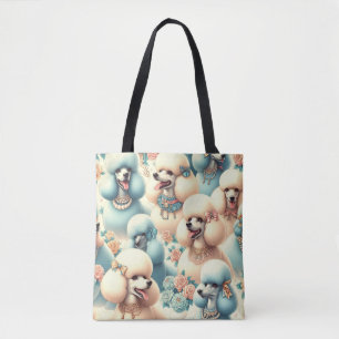 Vintage Seamless Poodle Illustration Tote Bag