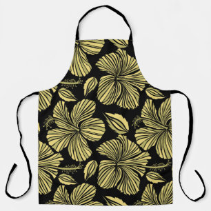 Vintage seamless tropical hibiscus flowers apron