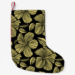 Vintage seamless tropical hibiscus flowers small christmas stocking