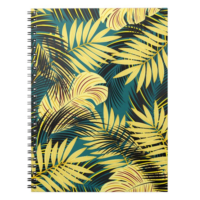vintage seamless tropical pattern with palm leaves notebook (Front)